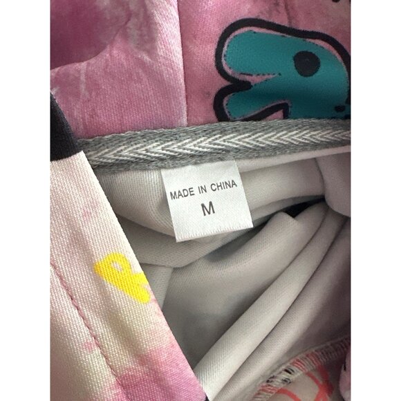 Shein Dinosaur Tie Dye Hoodie Purple Sunshine Faces Fun Kangaroo Pocket Medium - Picture 7 of 7